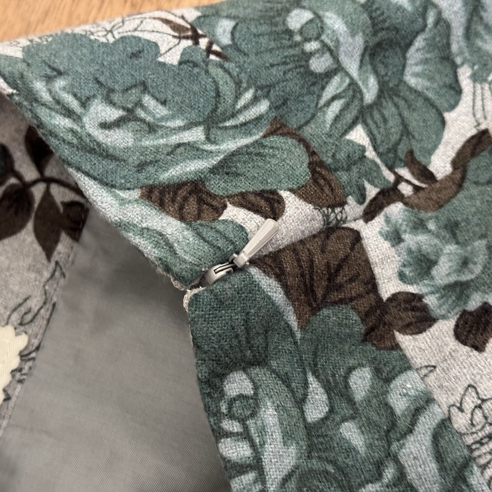 Anthropologie Tabitha Womens Medium Teal Floral Gray Wool Blend Mini Skirt - Picture 14 of 15